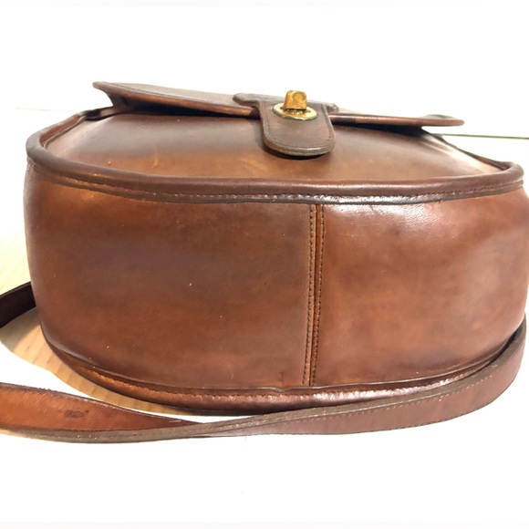 Coach vintage distressed Classic Brown Leather crossbody Bag women - Picture 3 of 9